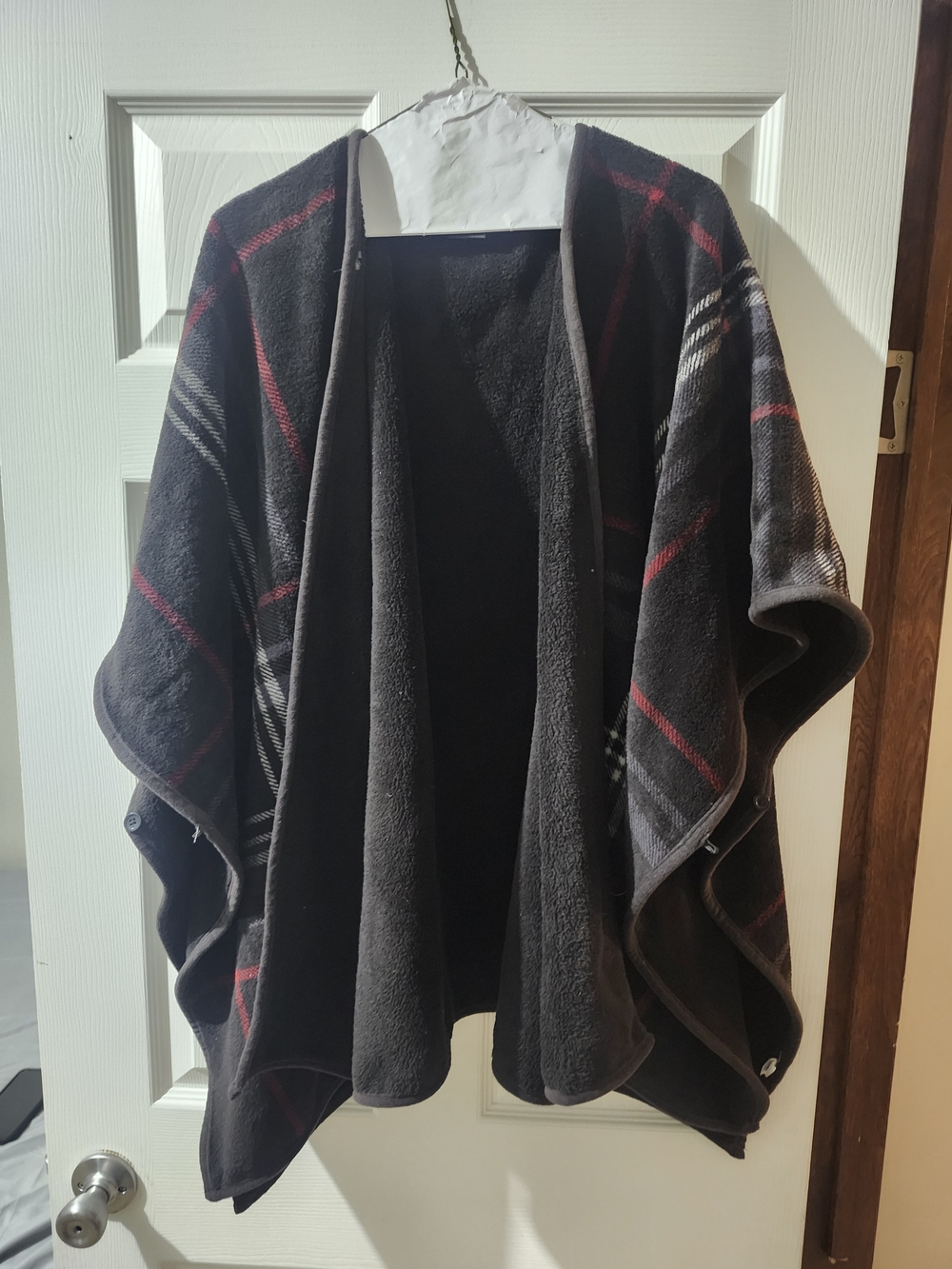 Cuddl Duds Gray Plaid Fleece Wrap Hoodie